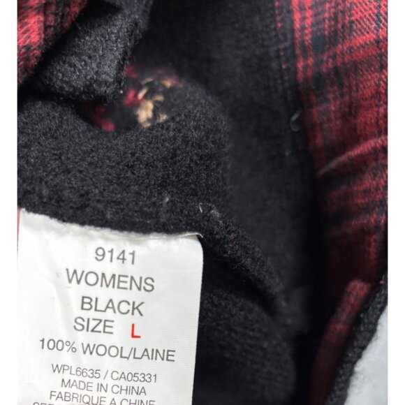 Woolrich Womens 100% Wool Vest L Black Cabin Patchwork Bear Tree Buttons‎ Rustic - Picture 6 of 7
